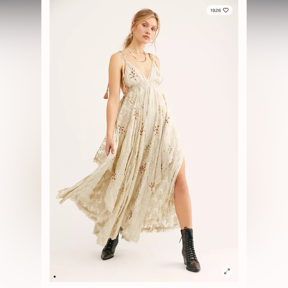 Free people Meredith Gold Foil Metallics maxi dress